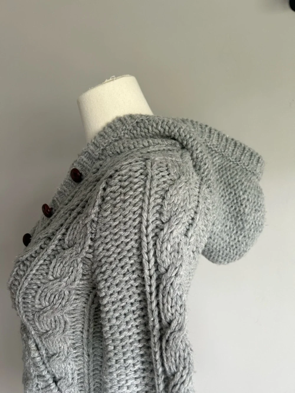 Hollister Vintage Y2k Grey Cable Knit Sweater Hoodie XS